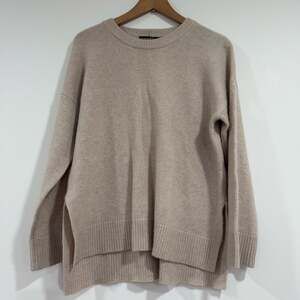 Jenni Kayne Everyday Crew Neck 100% Cashmere Sweater Taupe Size S